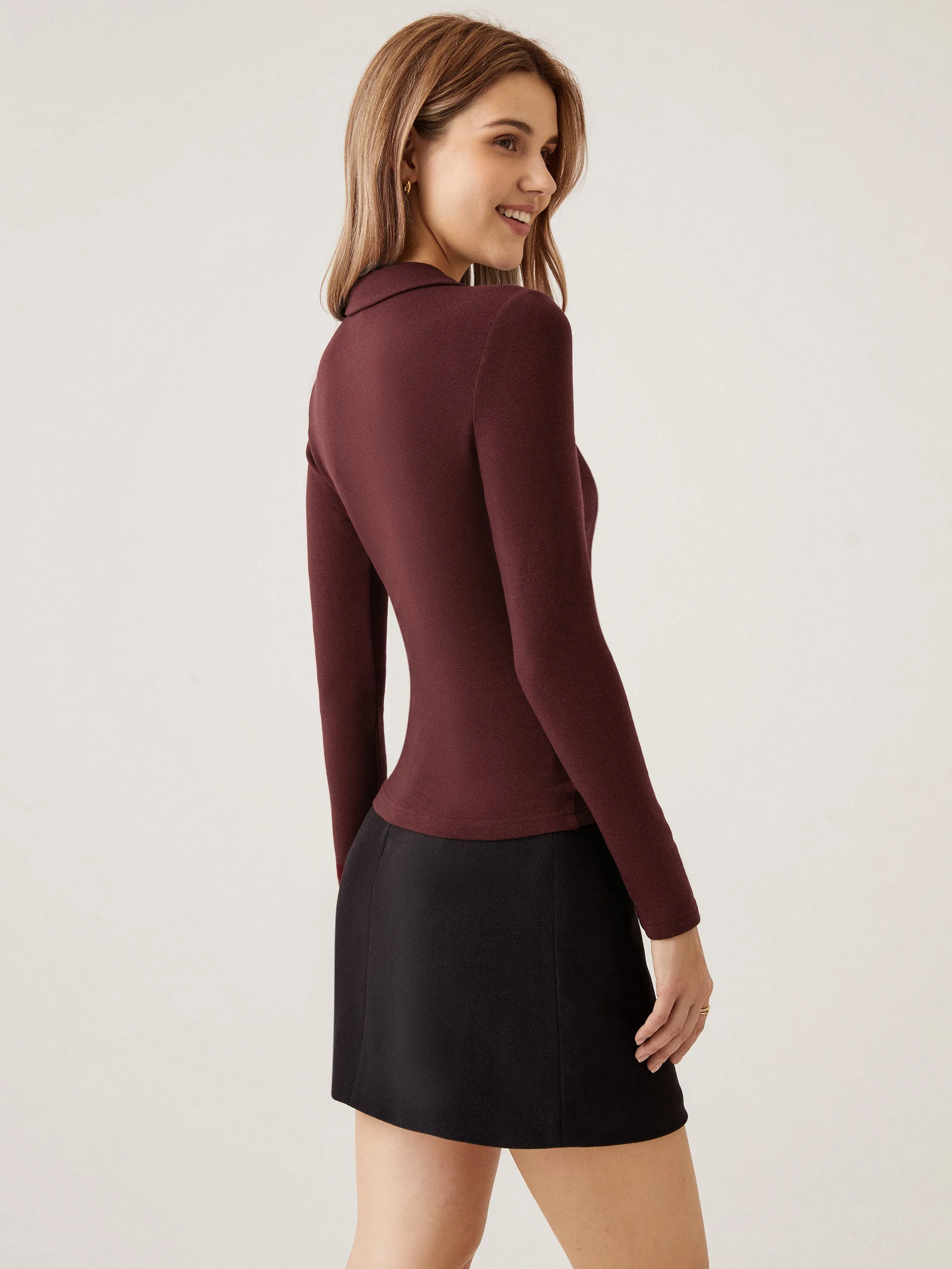 2Pcs Set Collared Surplice Top