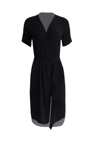 Black Low V-neck Ruffled Maxi Dress