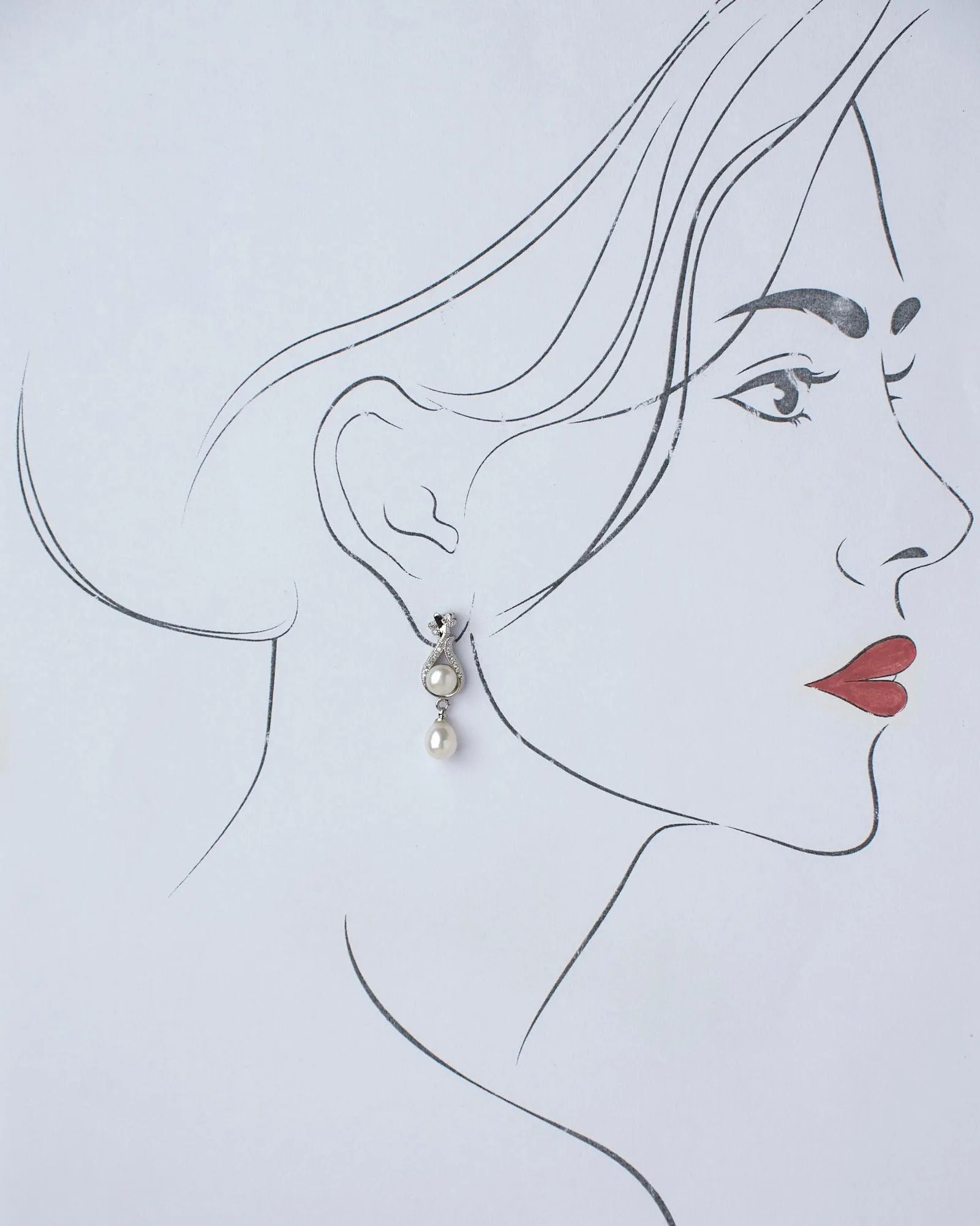 Delicate Snowflake Drop Pearl Earrings