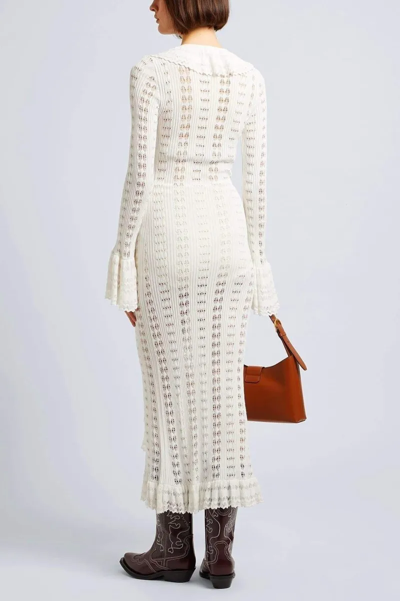Georgia Ruffled Crochet Midi Dress