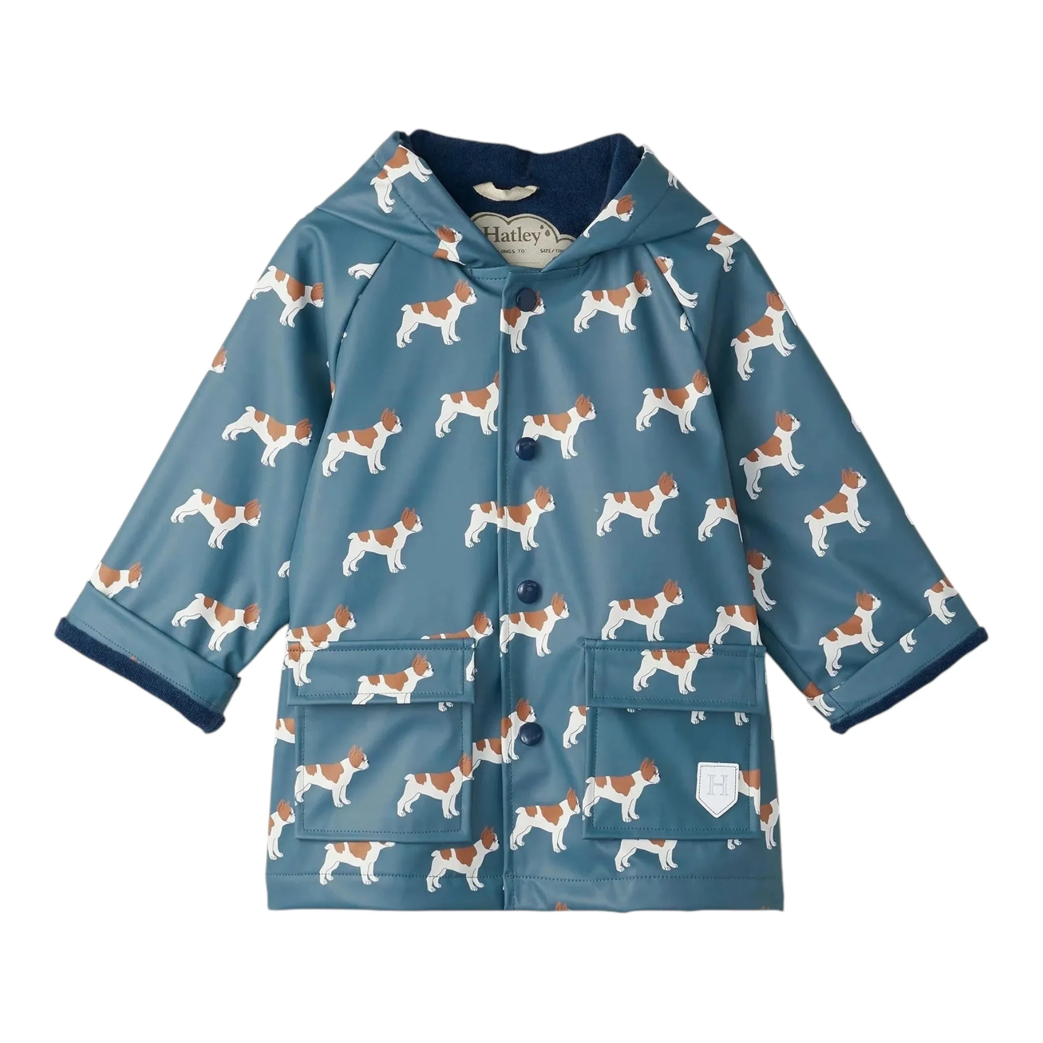 Hatley - French bulldogs pre-school raincoat, blue