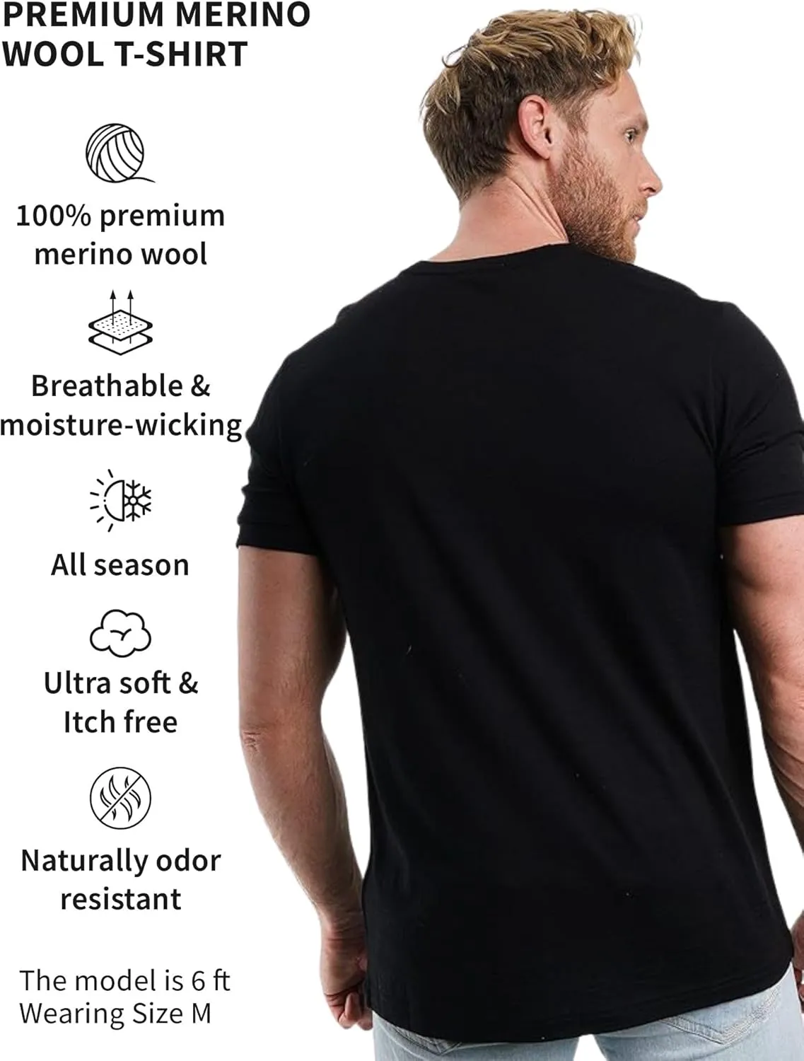 Merino.tech Merino Wool T-Shirt Mens - Merino Wool Undershirt Thermal Shirt Men and Hiking Socks