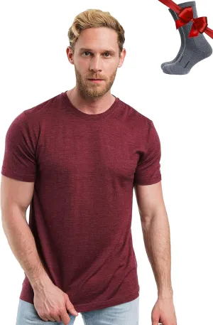 Merino.tech Merino Wool T-Shirt Mens - Merino Wool Undershirt Thermal Shirt Men and Hiking Socks
