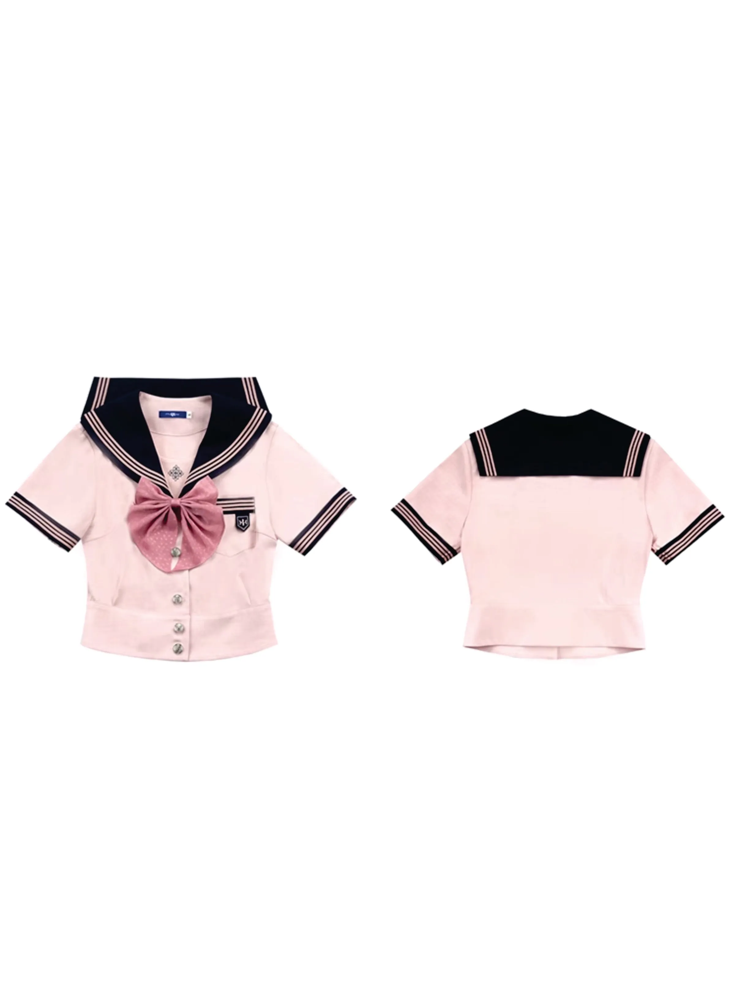 Sakura Petals Japanese Sailor Collar Short-sleeved JK Uniform Blouse