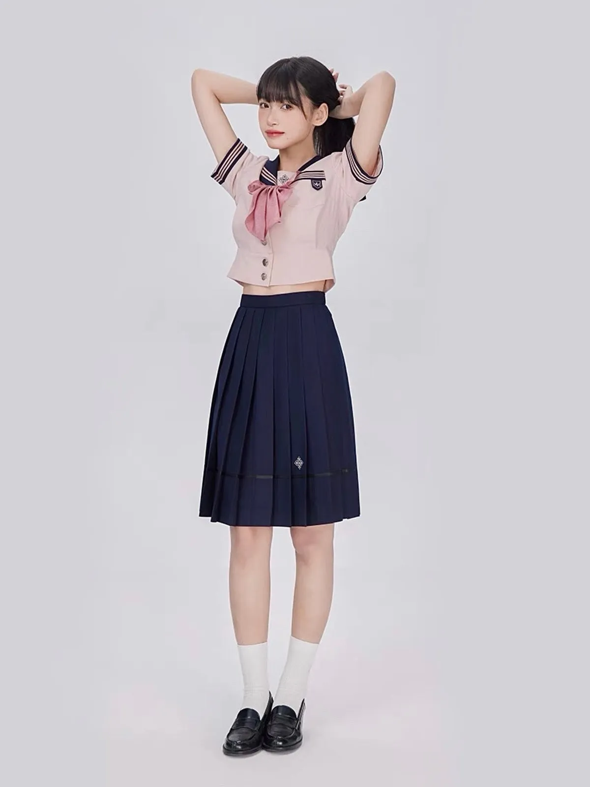 Sakura Petals Japanese Sailor Collar Short-sleeved JK Uniform Blouse