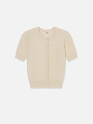 The Cashmere Pointelle Cardi -- Cream