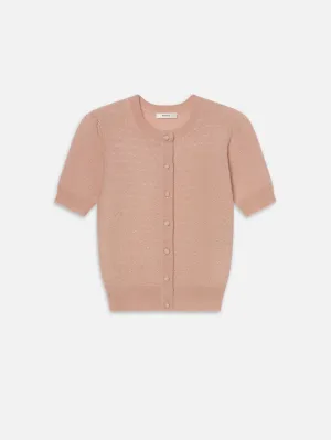 The Cashmere Pointelle Cardi -- Light Pink